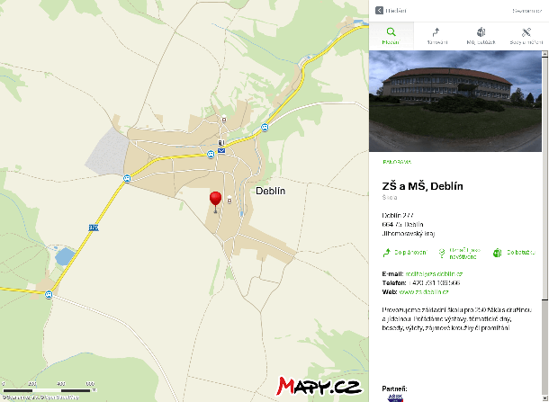 ZŠ a MŠ Deblín na mapě