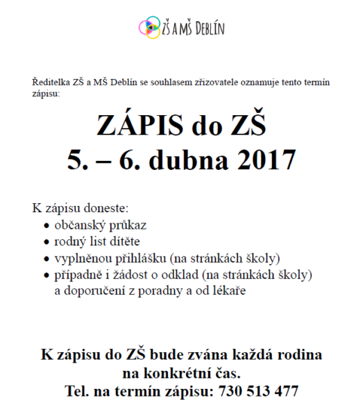 ZÁPIS ZŠ 2017